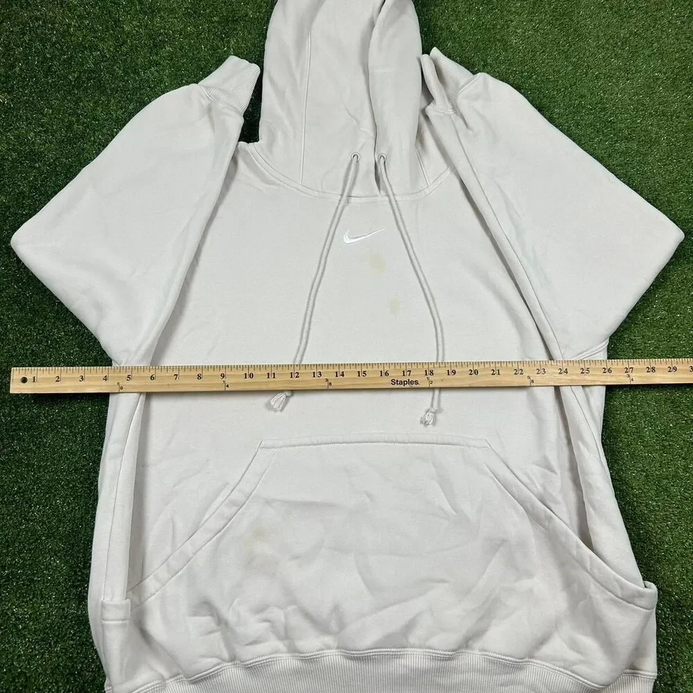 Nike Men's White and Cream Hoodie